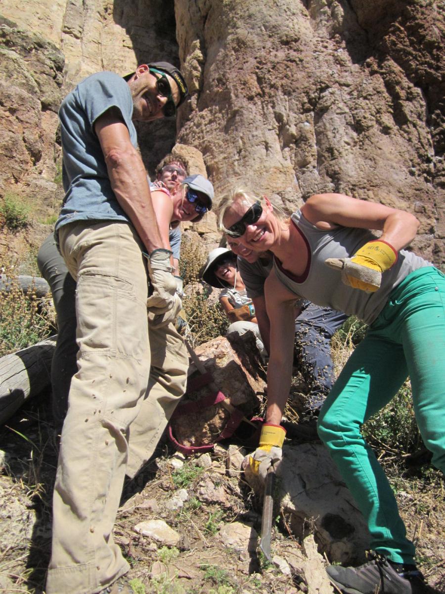 Volunteers Improve Belay Platforms During National Public Lands Day at Shelf Road in 2015. 