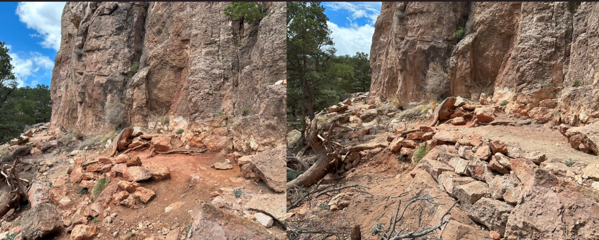 Rock retaining wall built by RMFI staff and volunteers at the Gym, 2019. 