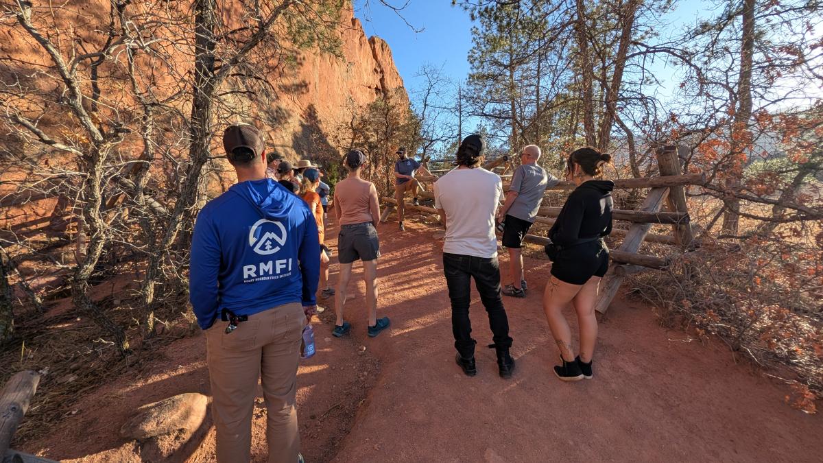 listening to a talk in red rock canyon